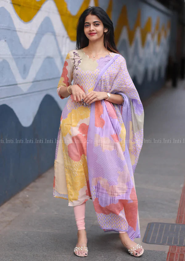 Peachmelt Top & Dupatta Set