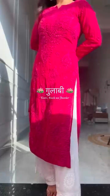 Viscose Georgette Straight Kurta Set with 3D work✨