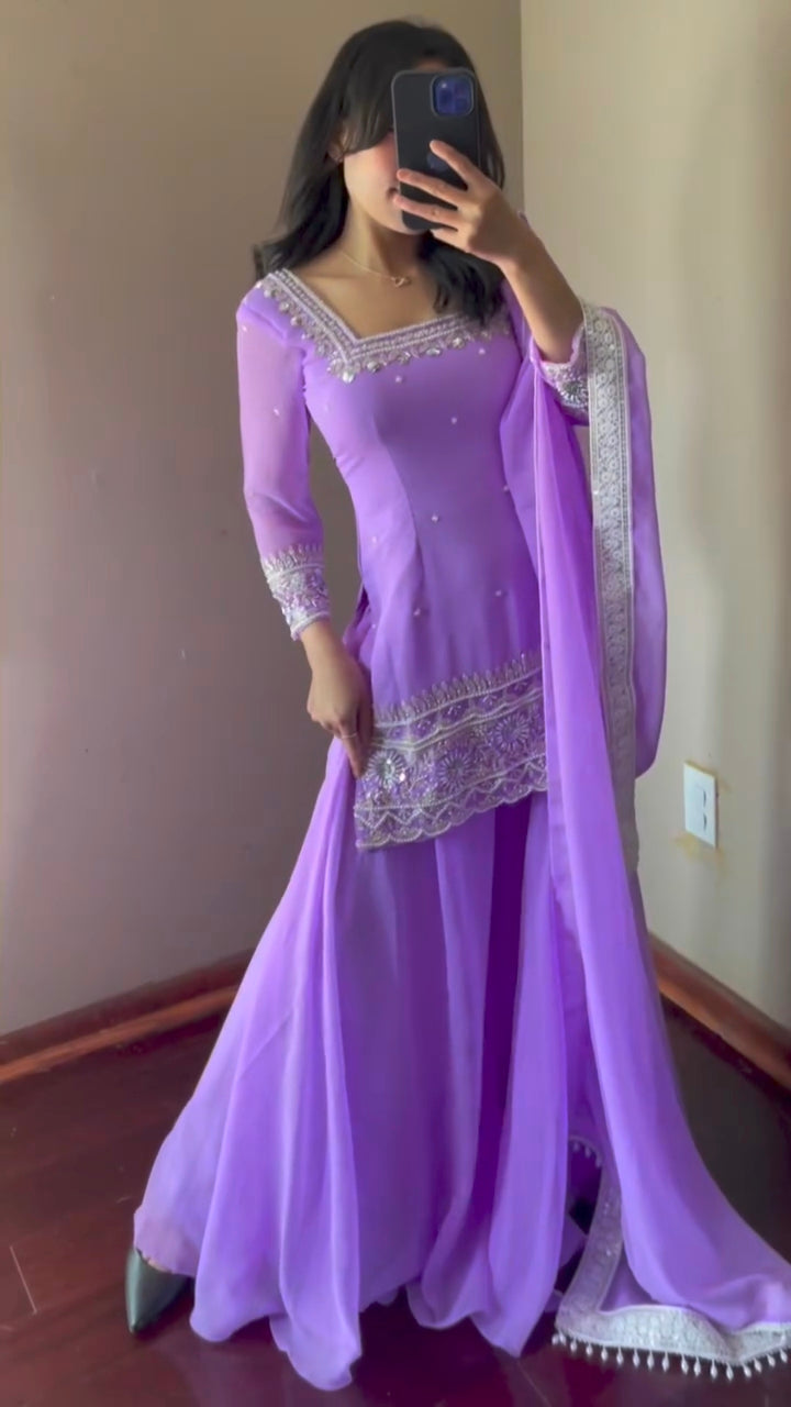 Handwork Kurta suit Purple
