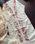 Premium Kora Cotton Embroidered lvory Suit